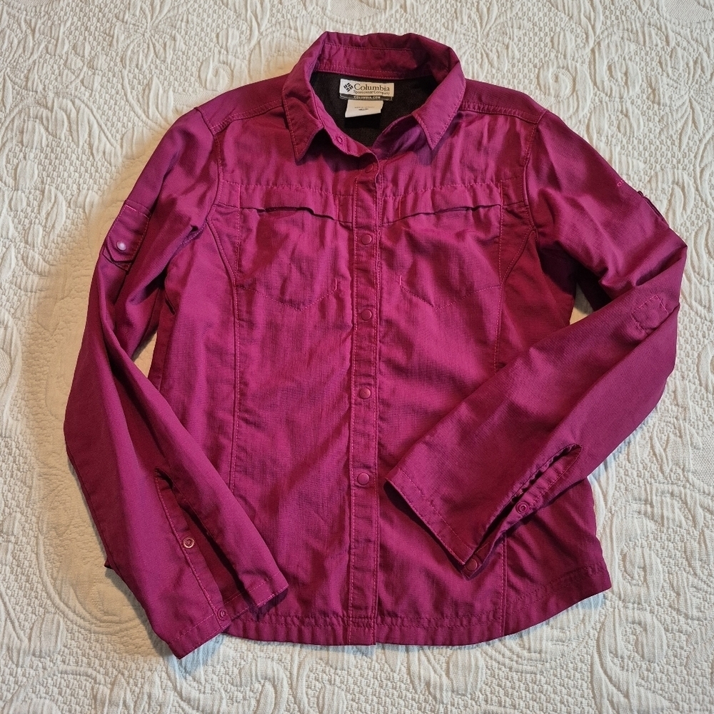 Columbia girls size medium raspberry omni dry convertible sleeve VGUC